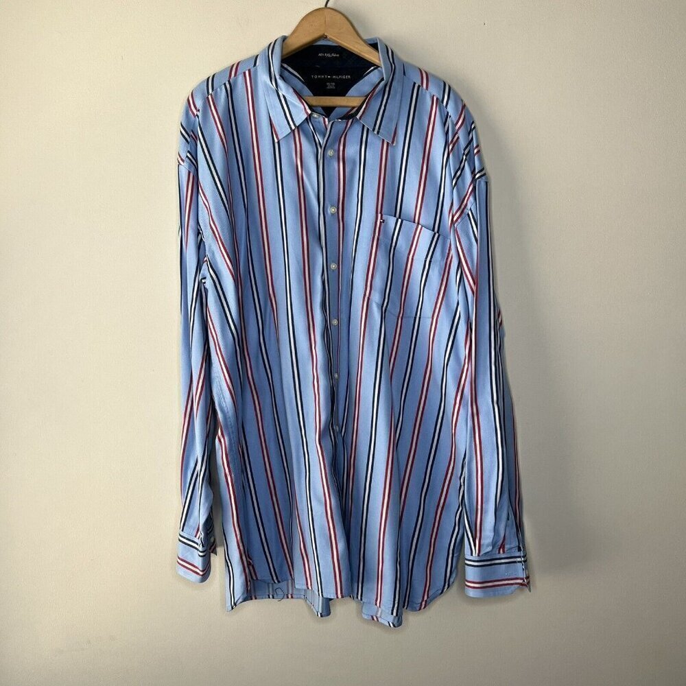 tommy hilfiger 80s 2 ply fabric long sleeve shirt